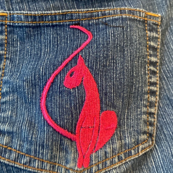 baby phat y2k denim jean capris 3/4 with embroidered butt pockets carnival - Picture 3 of 17